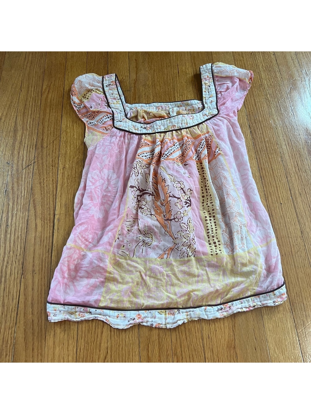 Vintage Y2K pastel floral print babydoll style top